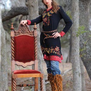 Double D Ranch Womens Balalaika Folk Dress, XS Black